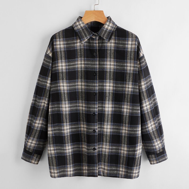 

Plaid Button Front Blouse, Multicolor