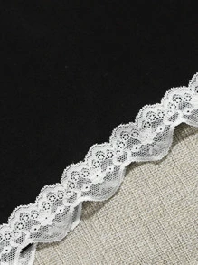 SHEIN Lace Trim Bodycon Dress - Black - View 5