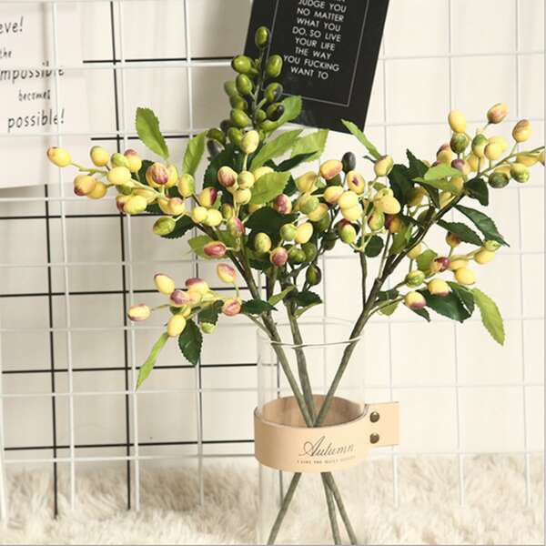 

1 Branch Artificial Olive Fruit, Yellow