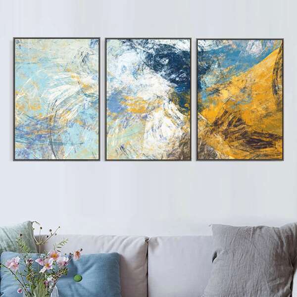 

3pcs Abstract Pattern Wall Painting Without Frame, Multicolor