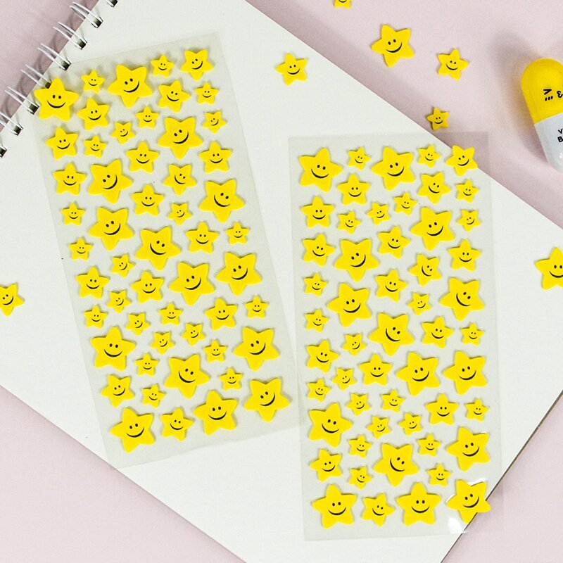 

2sheets Cartoon Star Sticker, Yellow