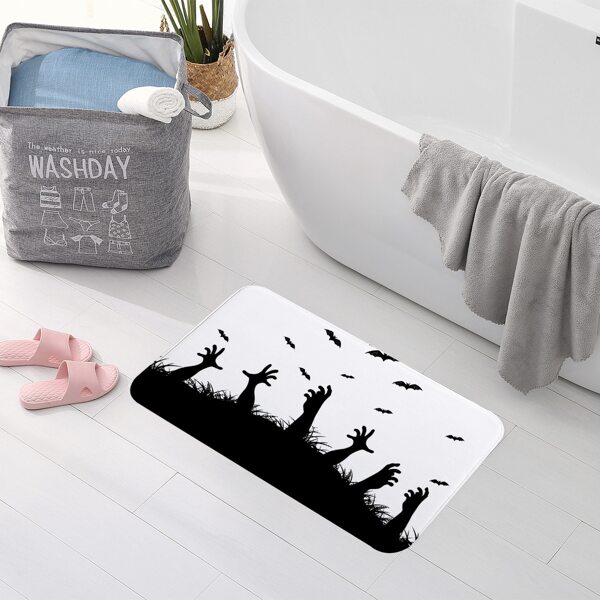 

Halloween Bat Print Floor Mat, Black and white