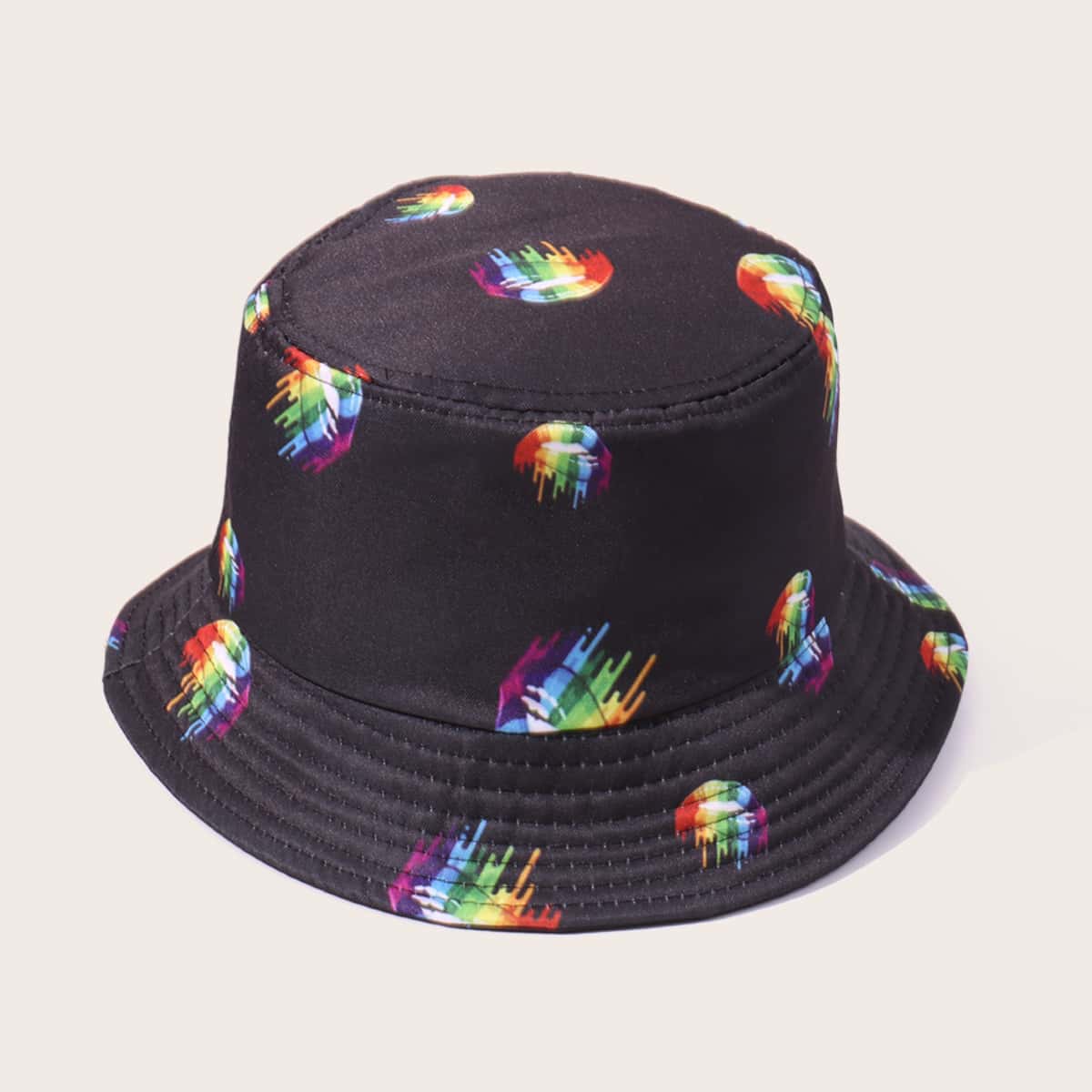 

Rainbow Lip Bucket Hat, Black