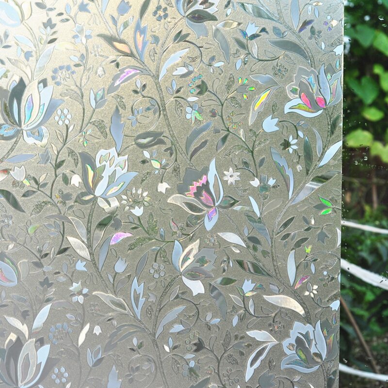 

Flower Print Opaque Glass Sticker, Silver