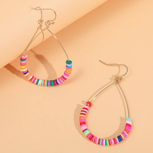 

Clay Beaded Water Drop Earrings, Multicolor