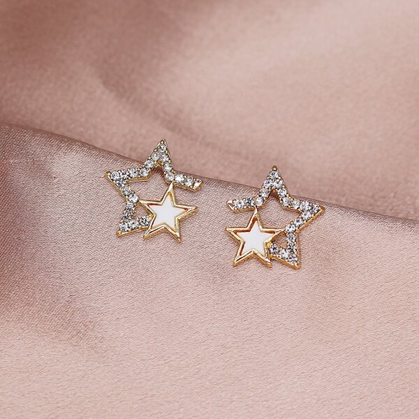 

Rhinestone Star Design Stud Earrings, Gold