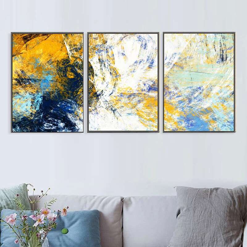 

3pcs Abstract Pattern Wall Painting Without Frame, Multicolor