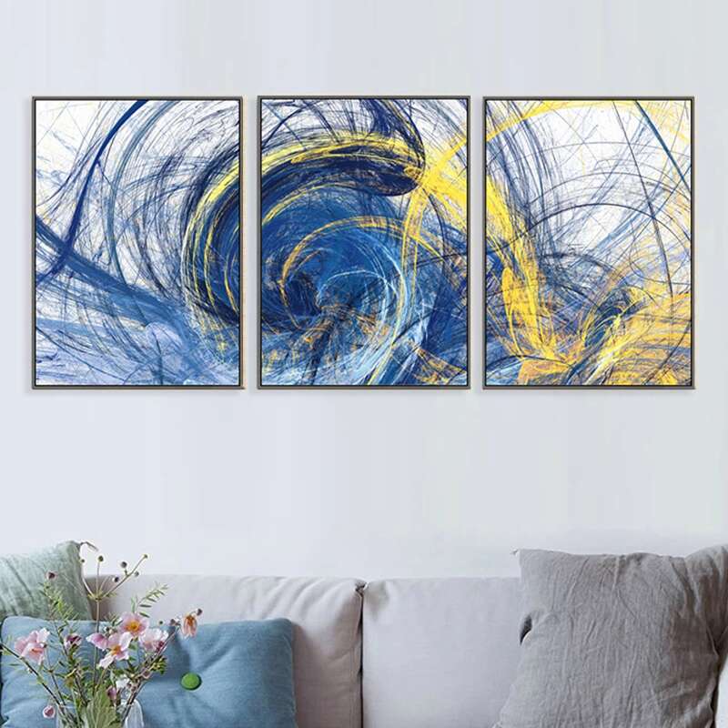 

3pcs Abstract Pattern Wall Painting Without Frame, Multicolor
