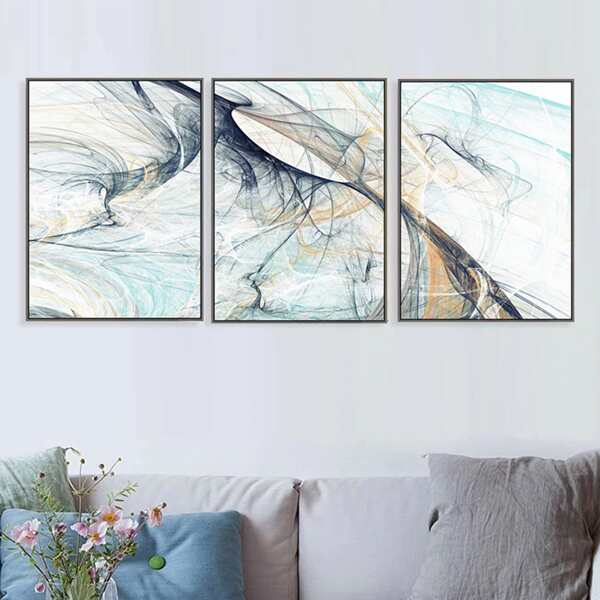 

3pcs Abstract Pattern Wall Painting Without Frame, Multicolor