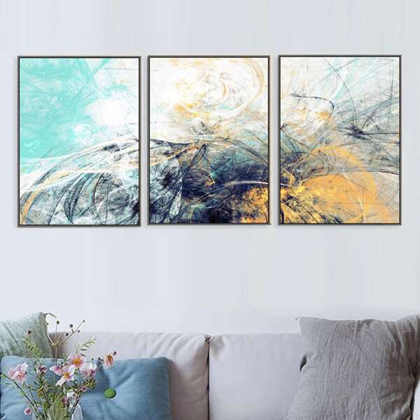 

3pcs Abstract Pattern Wall Painting Without Frame, Multicolor