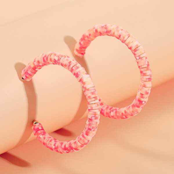 

Clay Beaded Hoop Earrings, Multicolor