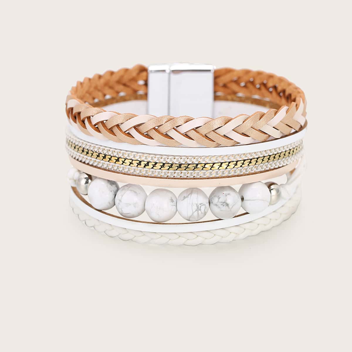 

Braided Layered Bracelet, Beige