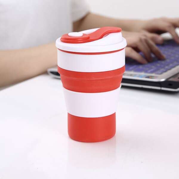

1pc Foldable Silicone Travel Mug, Red