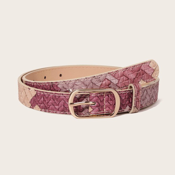 

Metal Buckle Textured Belt, Hot pink