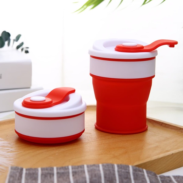 

1pc Foldable Silicone Travel Mug, Red