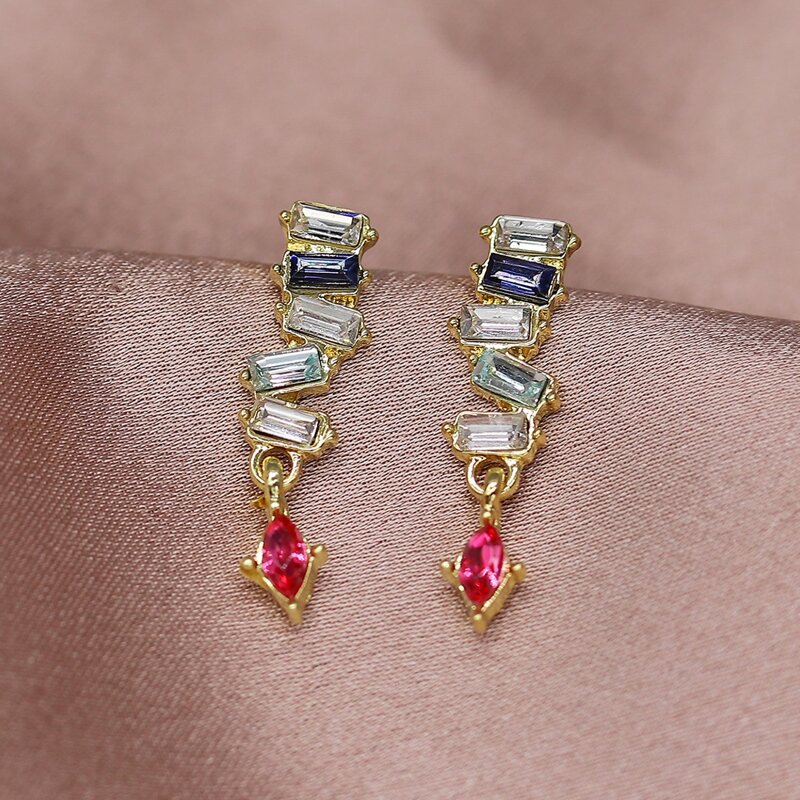 

Rhinestone Chain Drop Earrings, Gold