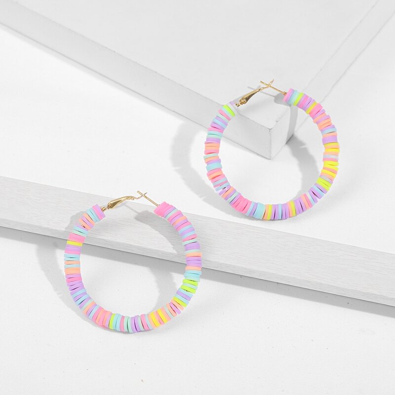 

Clay Beaded Hoop Earrings, Multicolor