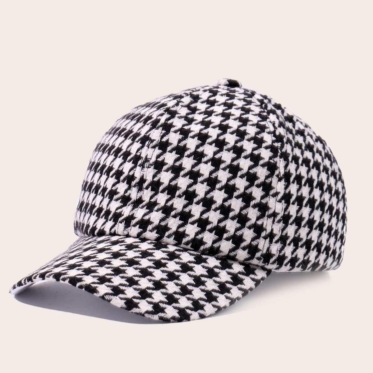

Guys Houndstooth Baseball Cap, Black and white