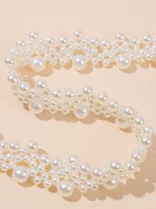 Faux Pearl Beaded Choker - White - View 4