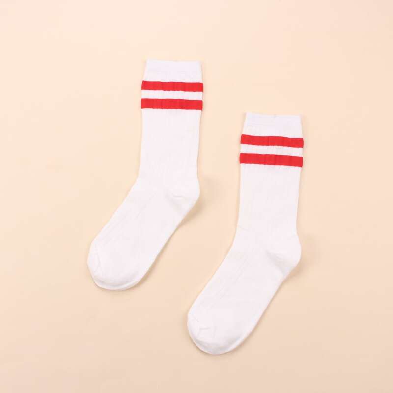 

Striped Crew Socks, Red and white