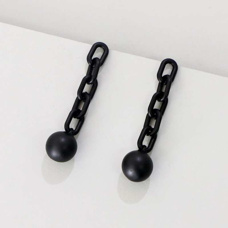 

Round Ball Drop Earrings, Black