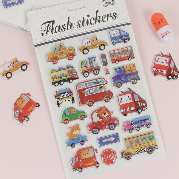 

1sheet 3D Cartoon Graphic Sticker, Multicolor