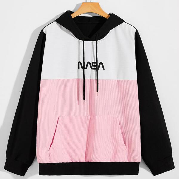 

Men Letter Graphic Colorblock Hoodie, Multicolor