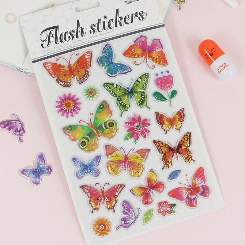 

1sheet 3D Butterfly Sticker, Multicolor