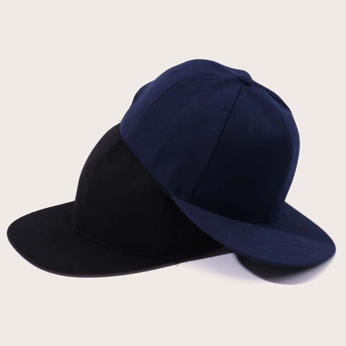 

Guys 2pcs Solid Snapback Cap, Multicolor