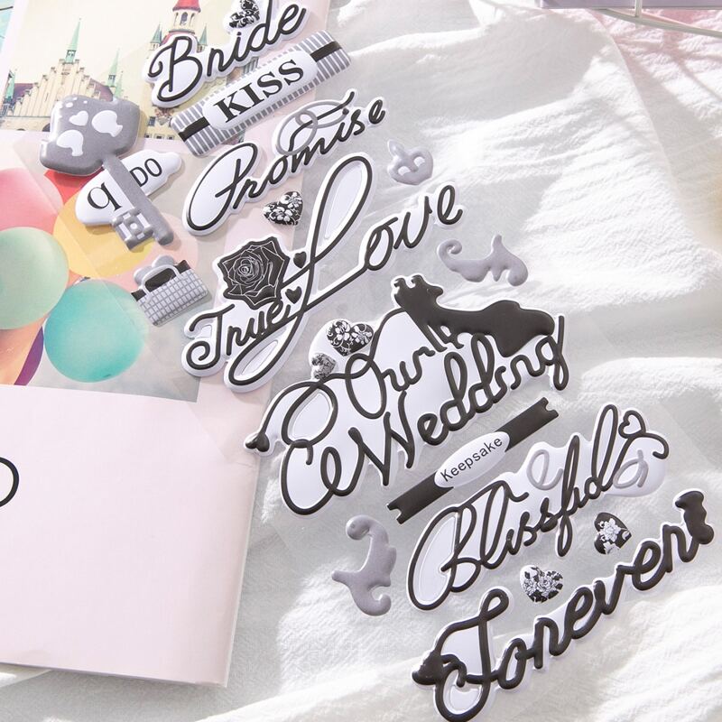 

1sheet Letter Graphic Sticker, Black and white