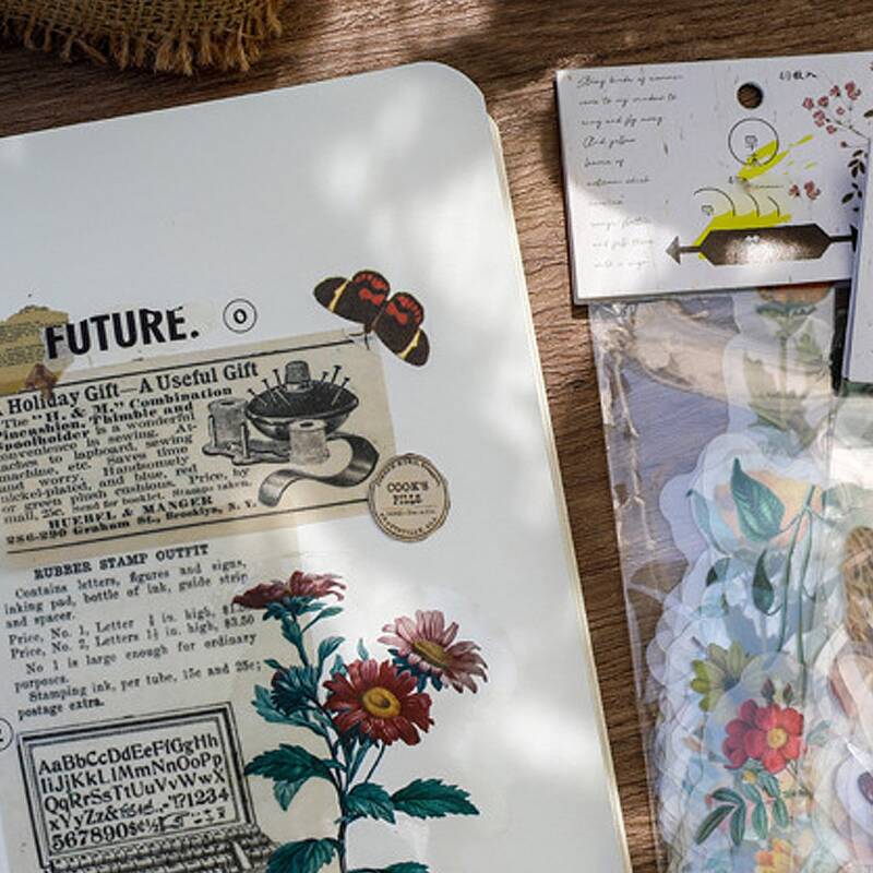 

40pcs Random Vintage Plant Sticker, Multicolor