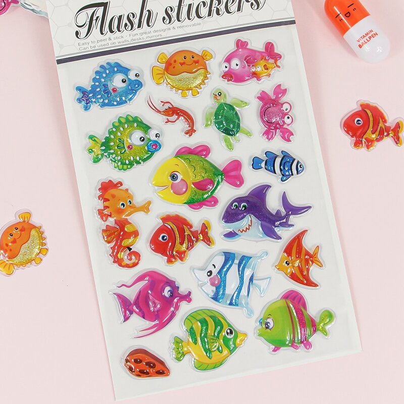 

1sheet 3D Fish Sticker, Multicolor