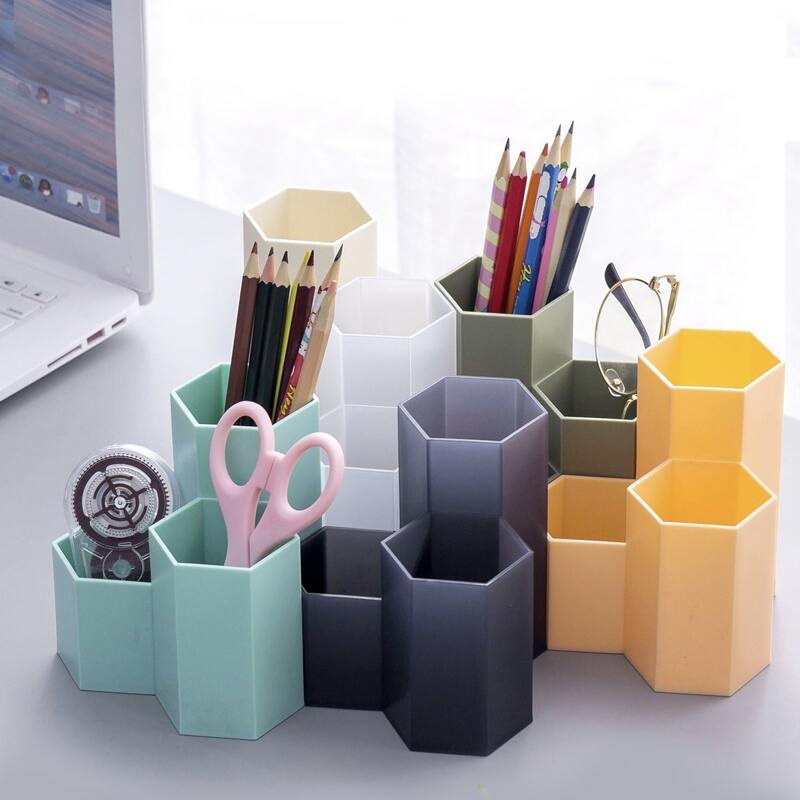 

1pc 3 Compartment Pen Holder, Multicolor