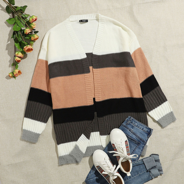 

Open Front Colorblock Cardigan, Multicolor