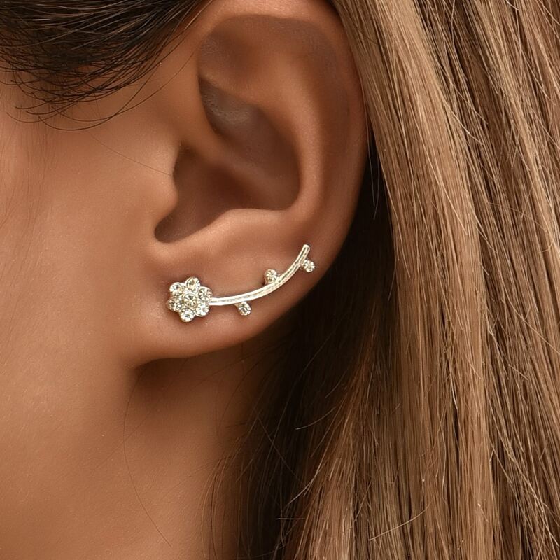 

1pair Rhinestone Decor Stud Earrings, Silver
