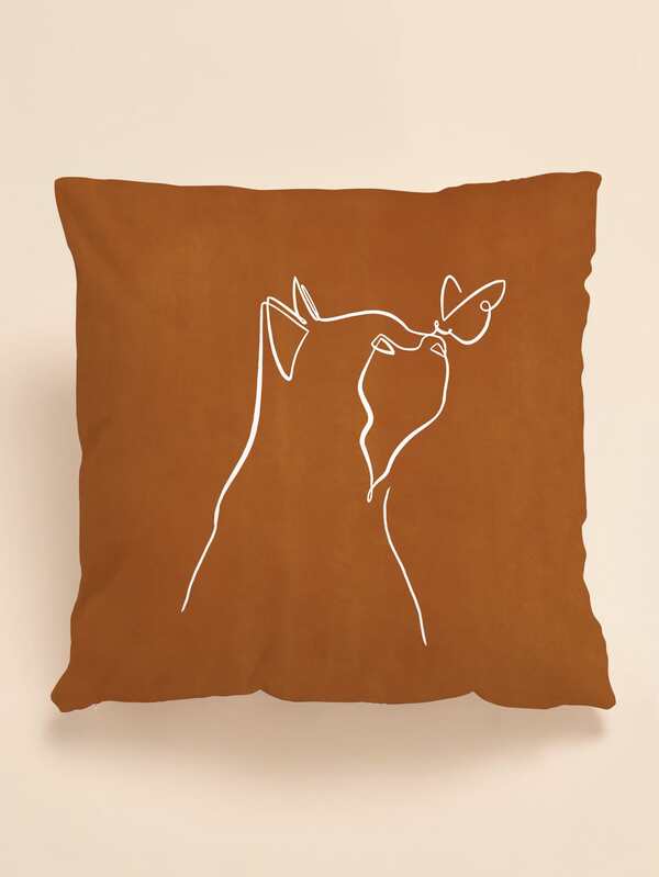 Housse De Coussin Avec Imprime Chat Abstrait Sans Bourre Mode En Ligne Shein France