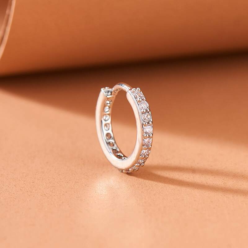 

Rhinestone Decor Nose Ring, Silver