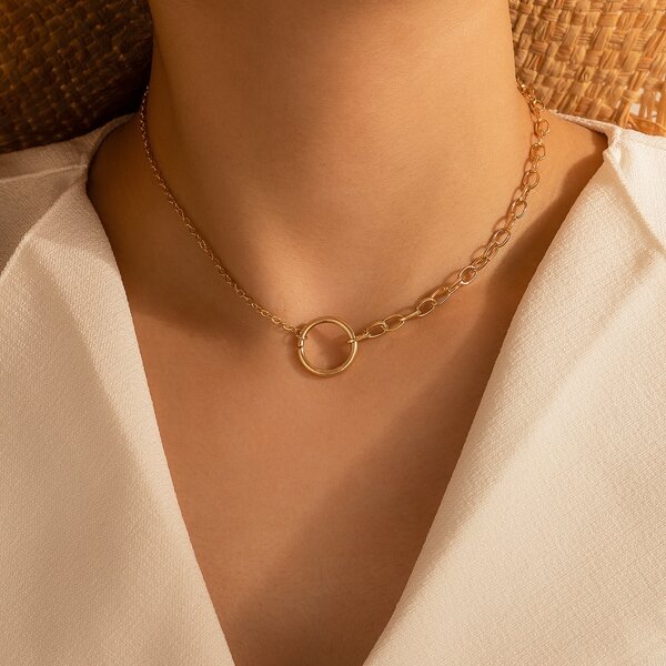 

Round Charm Necklace, Gold