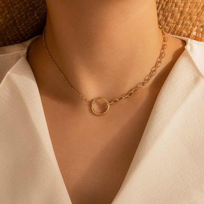 

Round Charm Necklace, Gold