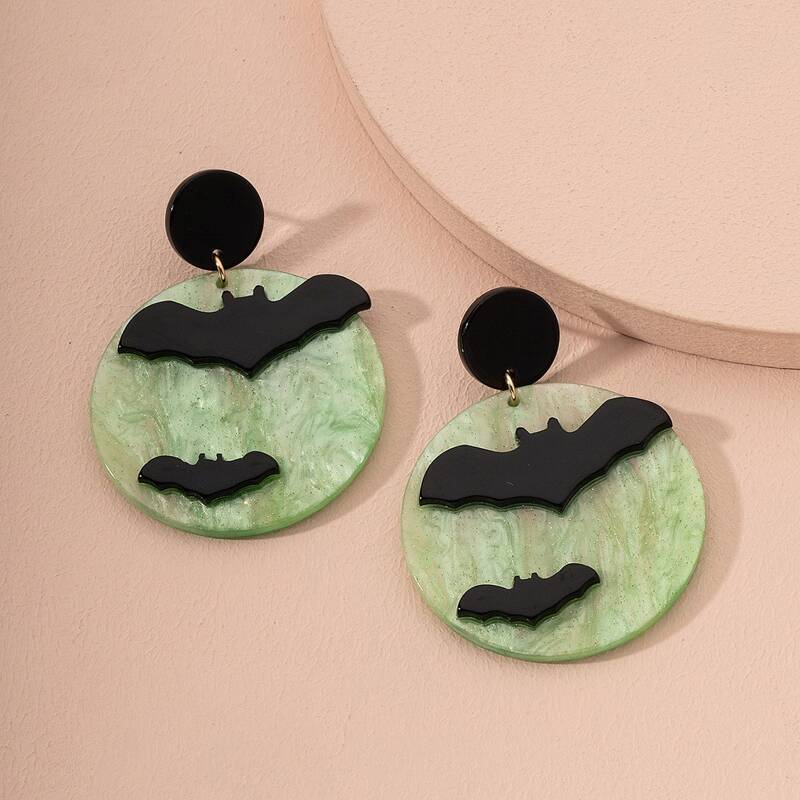 

Bat Decor Round Shaped Drop Earrings, Multicolor