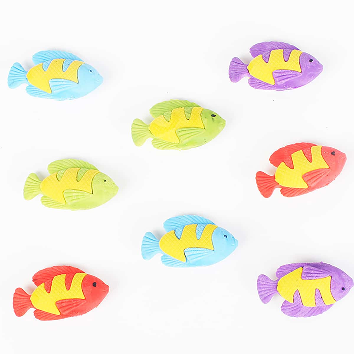 

8pcs Fish Shaped Random Eraser, Multicolor