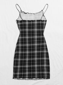 Muchica 生菜邊格紋吊帶洋裝