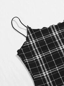 Muchica 生菜邊格紋吊帶洋裝