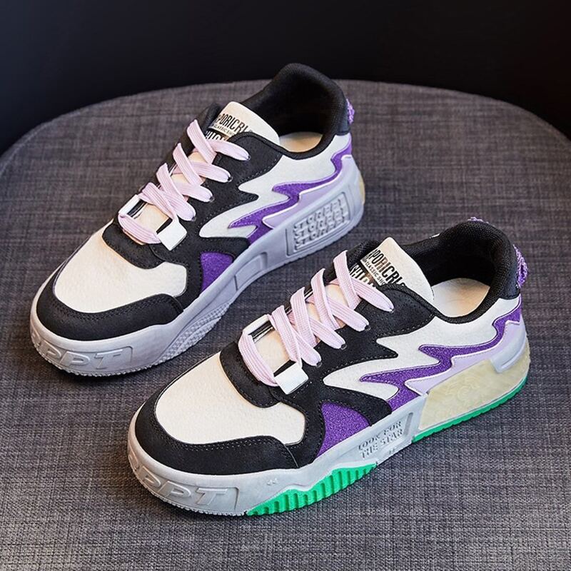 

Colorblock Lace-up Skater Shoes, Multicolor