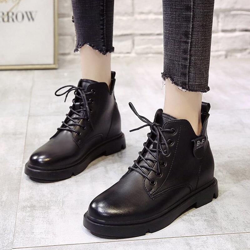 

Lace-up Ankle Combat Boots, Black