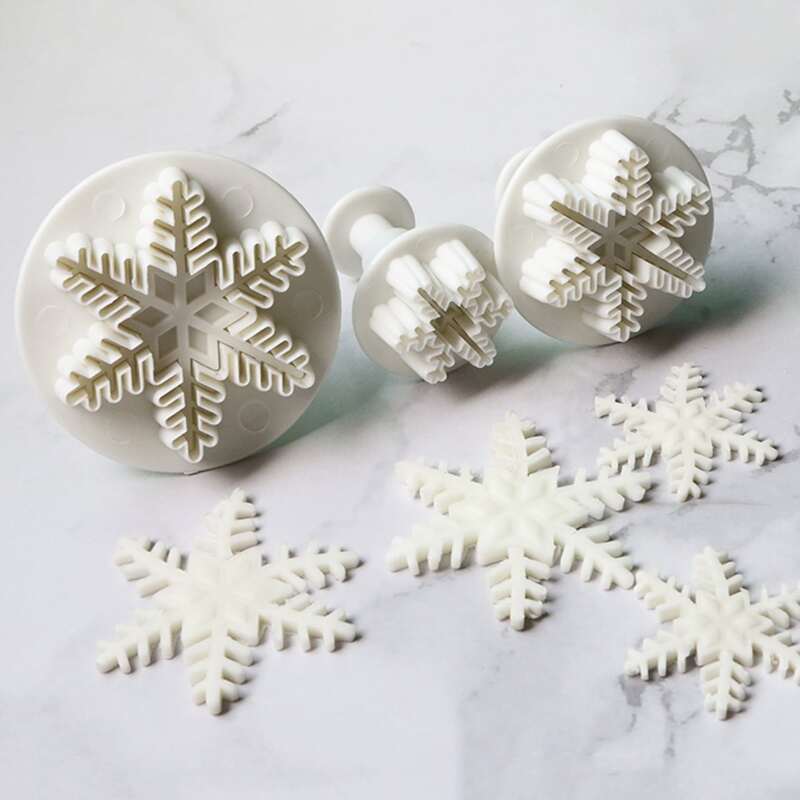 

3pcs Snowflake Design Biscuit Mold, White