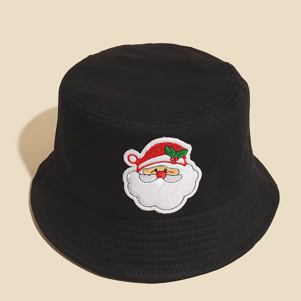 

Christmas Embroidery Bucket Hat, Black
