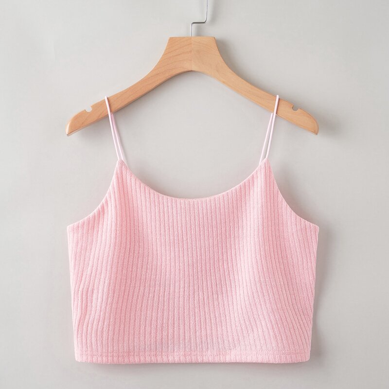 

Solid Crop Cami Top, Baby pink