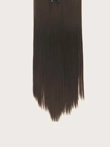 7pcs/Set 22" Straight Synthetic Hair Extensions With 16 Clips, Full Head, Women, Gold Color - Brown - View 4