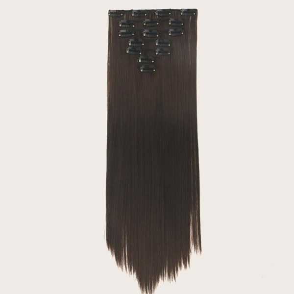 

16pcs Clip Straight Hair Wig, Brown